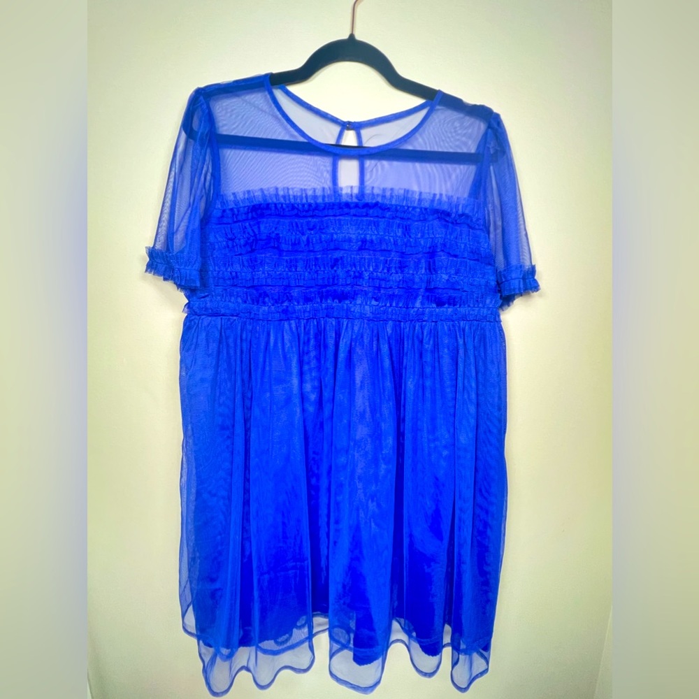 Anthro Sheer Ruffled Tulle Dress